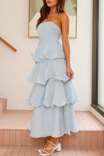 Strapless Sweet Chiffon Tiered Dress
