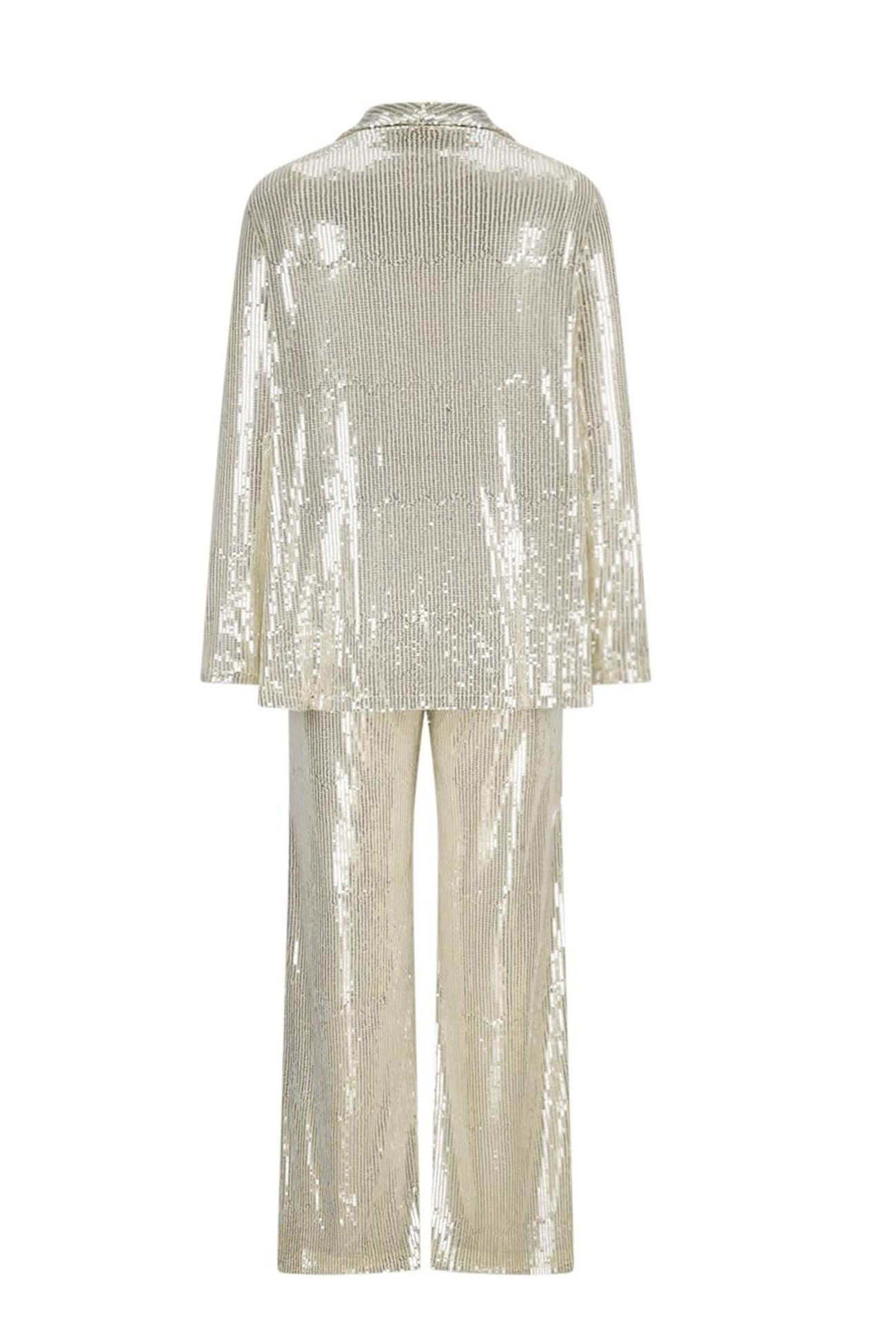 Sequin Long Sleeve Blazer Flare Long Pants Set