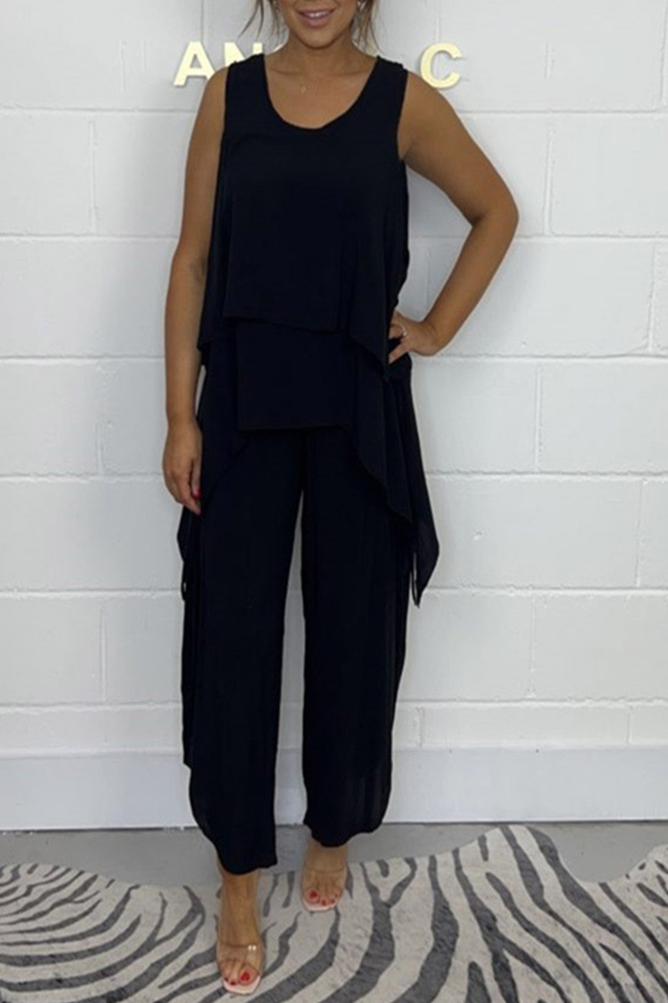 Solid Color Irregular Three-piece Outfit