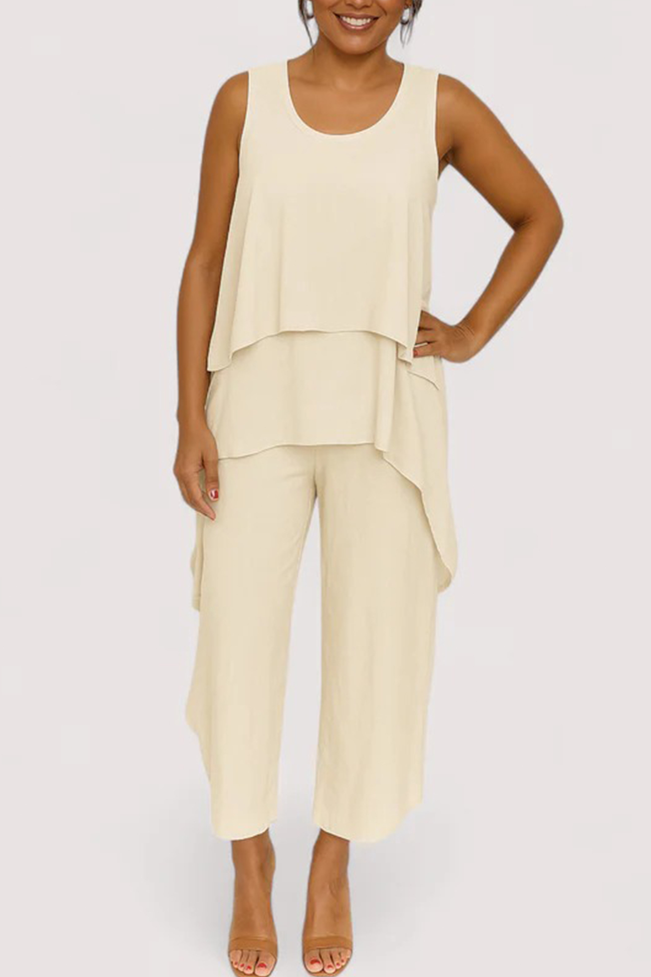 Solid Color Irregular Three-piece Outfit