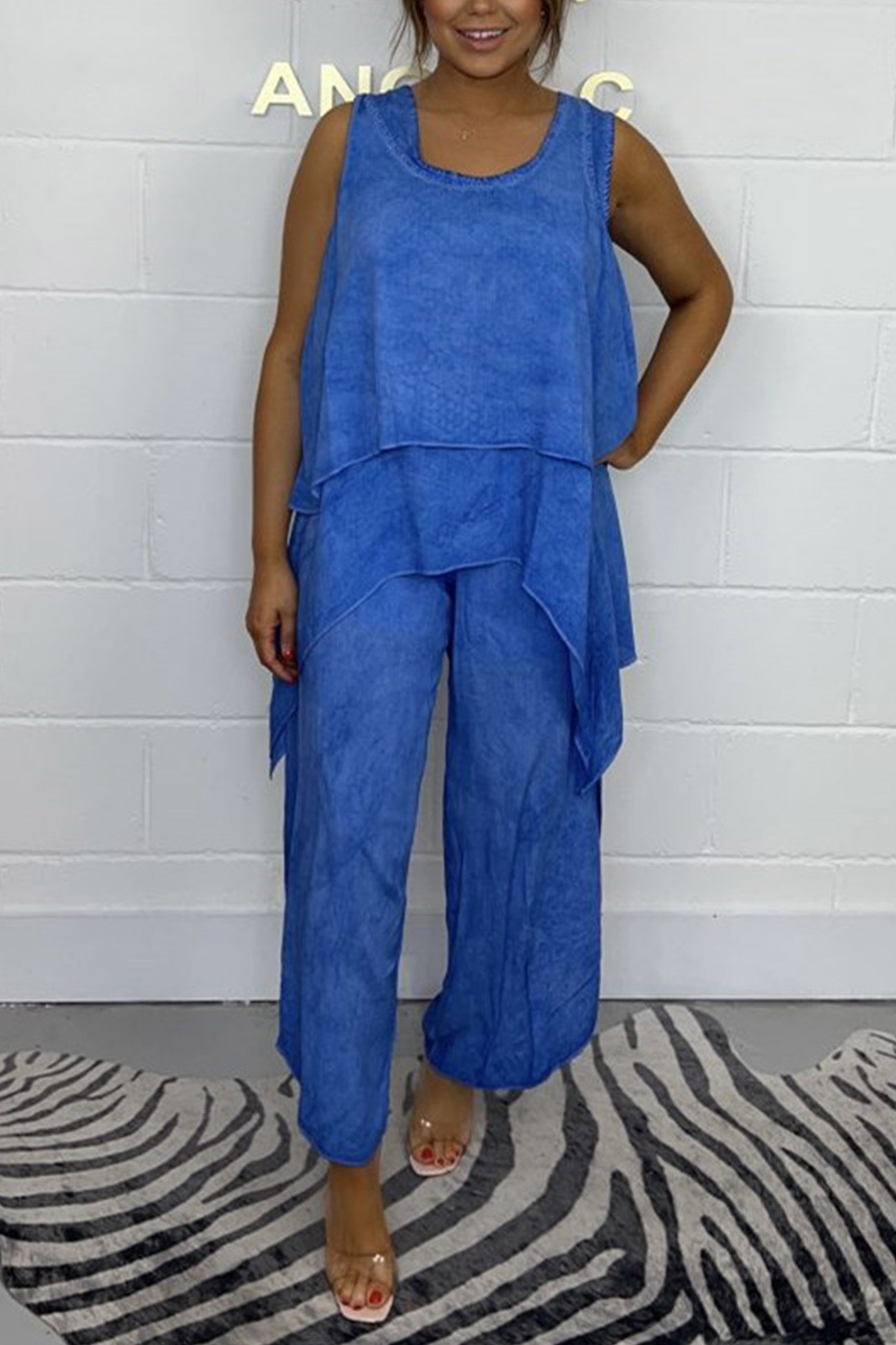 Solid Color Irregular Three-piece Outfit