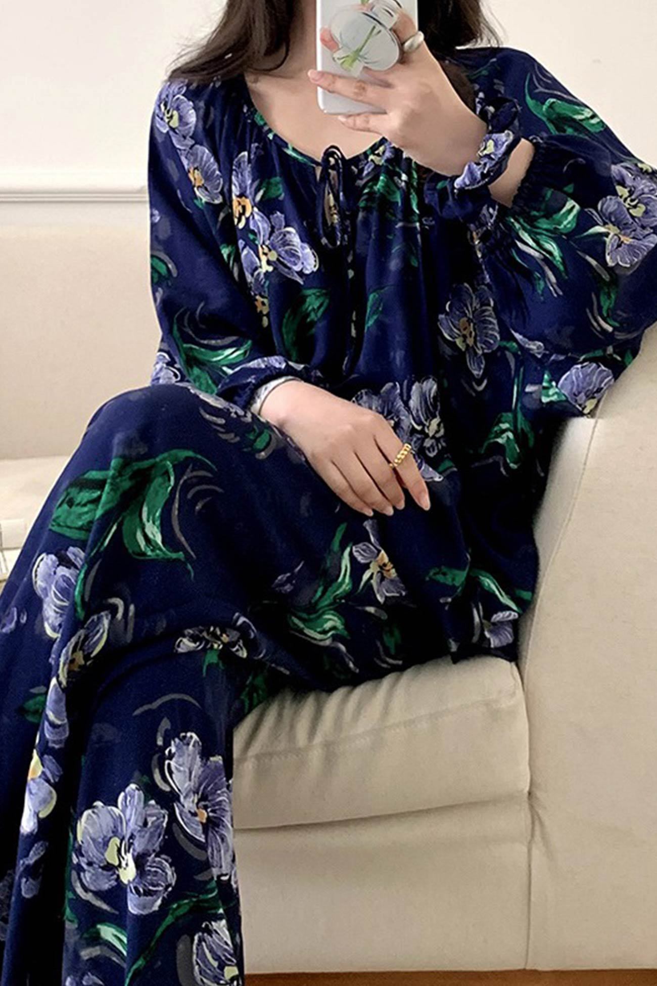 Printed Tie-up Oversize Loungewear