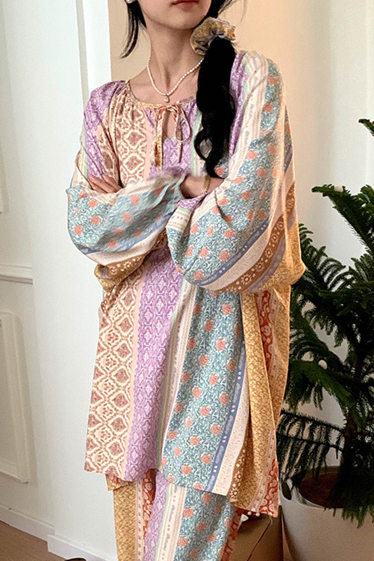 Printed Tie-up Oversize Loungewear