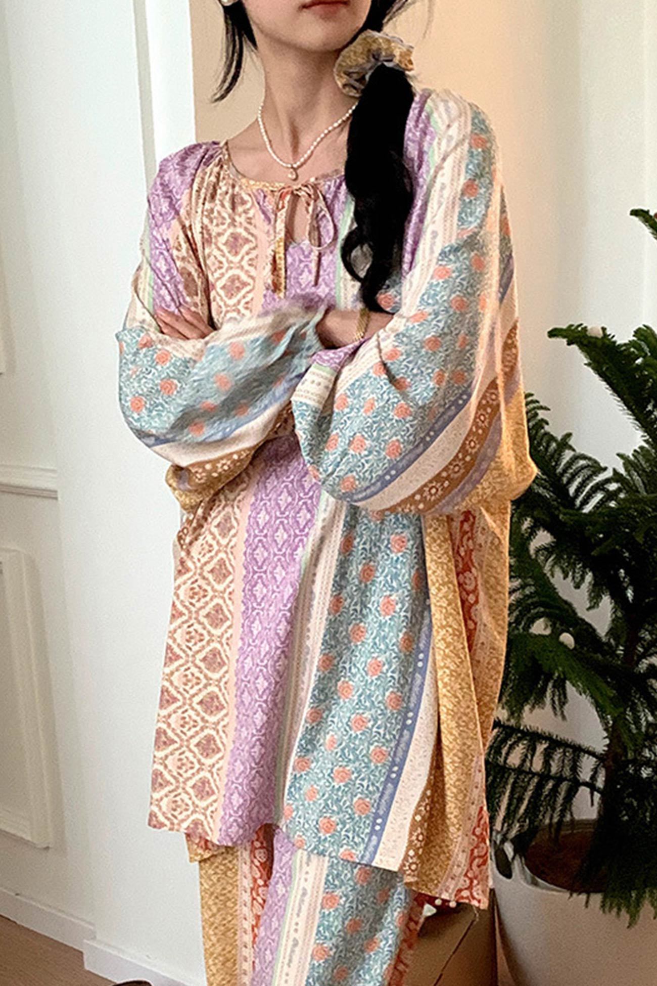 Printed Tie-up Oversize Loungewear