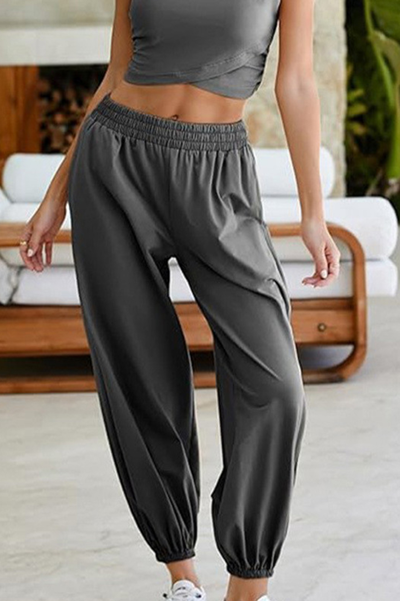 Crossover Crop Top Two-piece Outfit