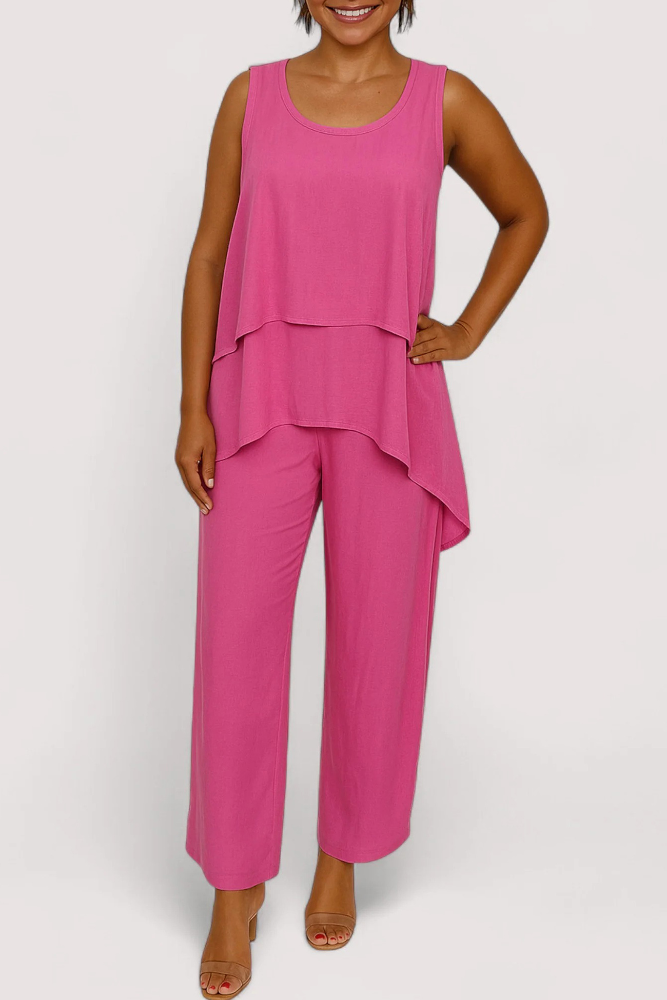 Solid Color Irregular Three-piece Outfit