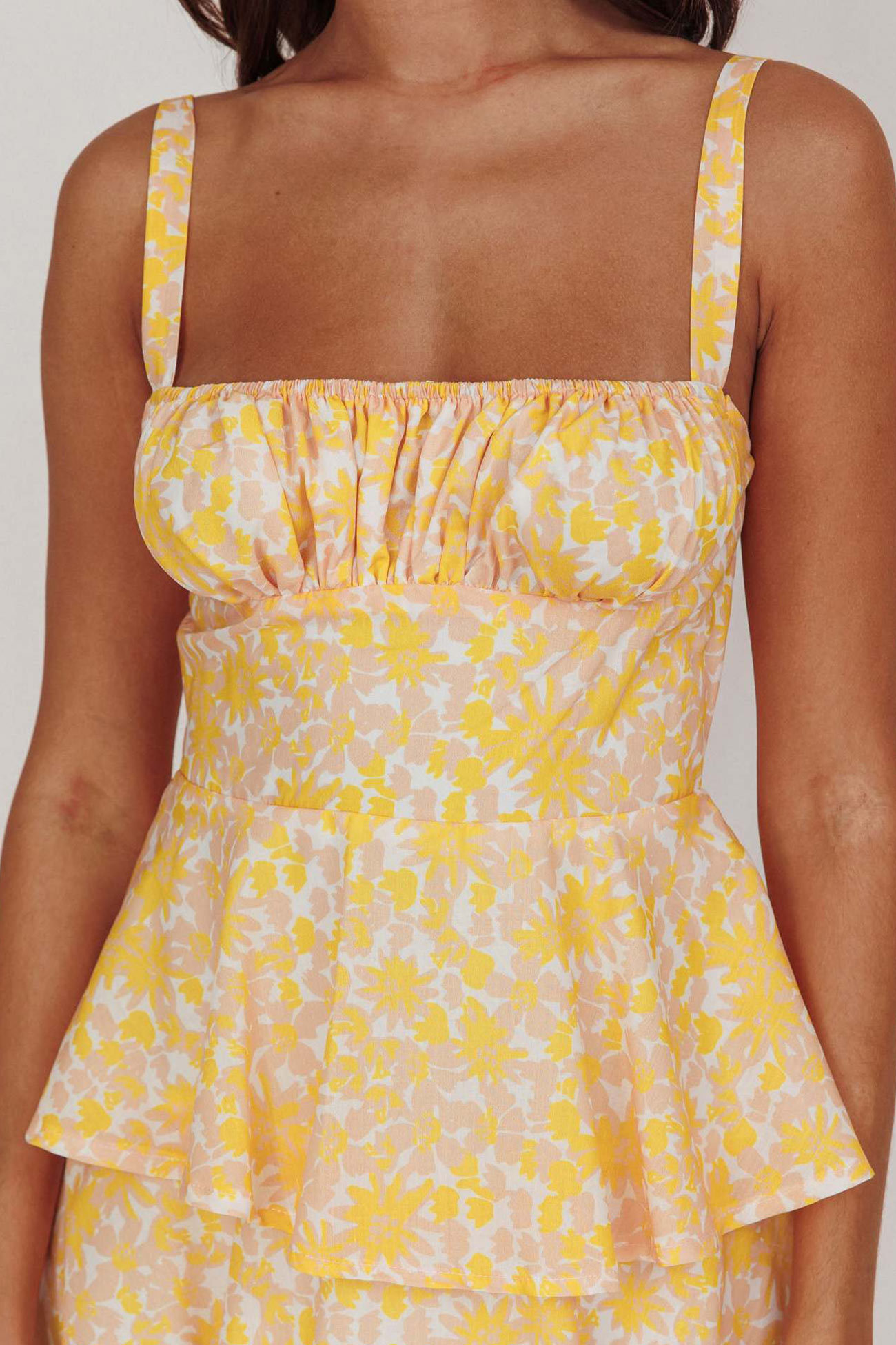 Floral Print Tie-up Tiered Midi Dress