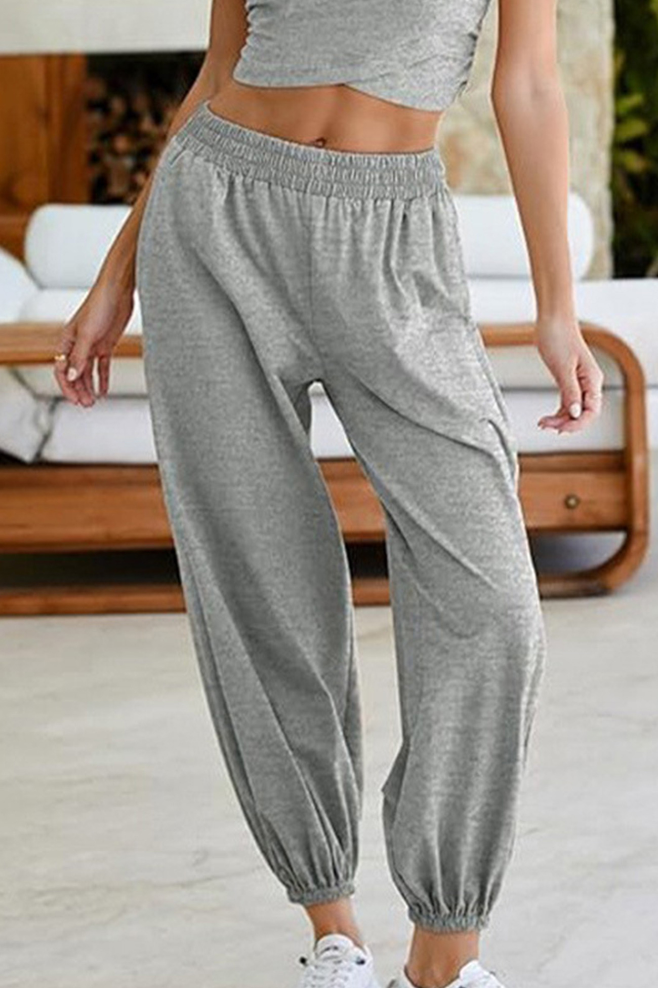 Crossover Crop Top Two-piece Outfit