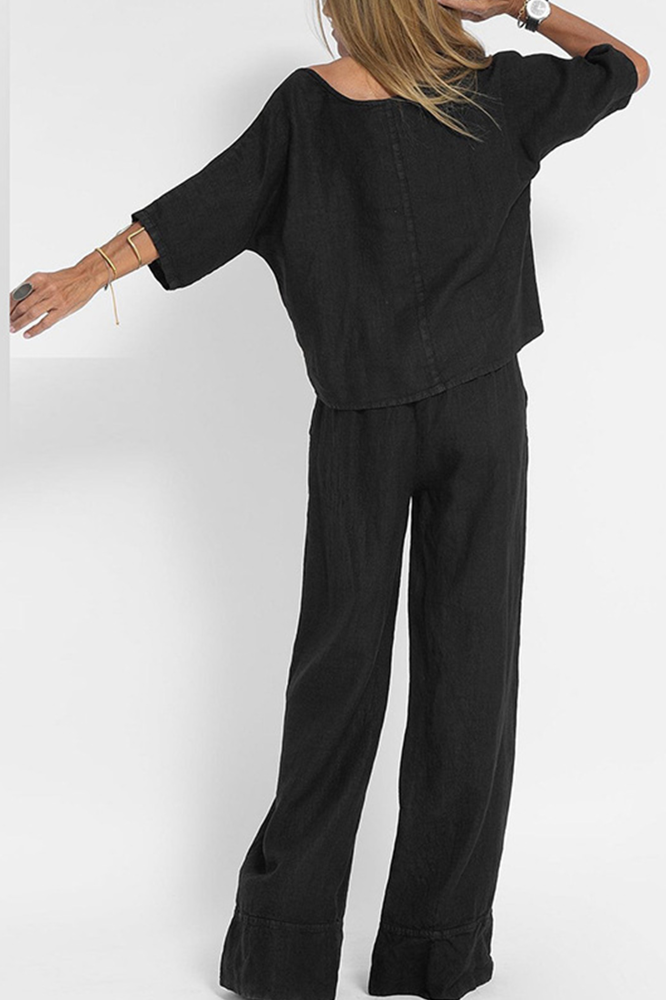 Solid Color Half Sleeve Cotton Shirt Pants Set