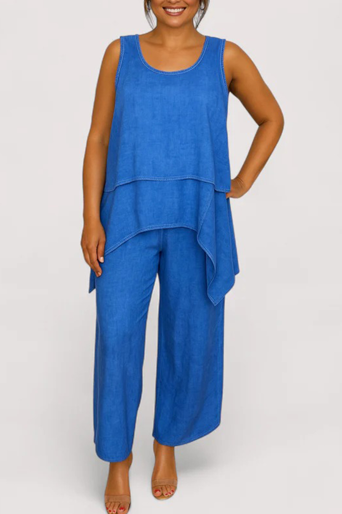 Solid Color Irregular Three-piece Outfit