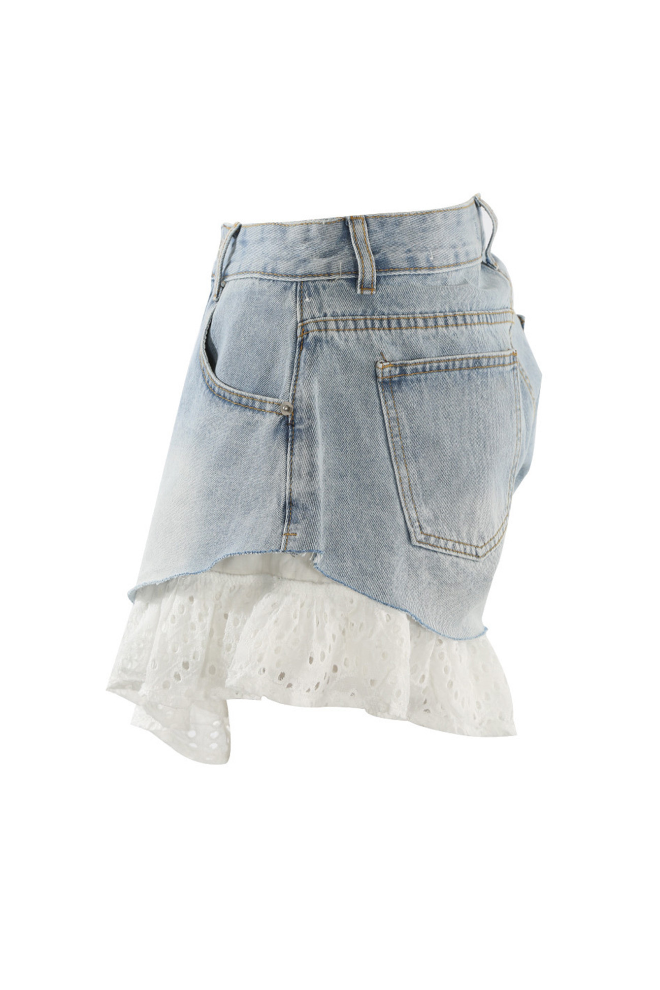 Lace Patchwork Denim Shorts