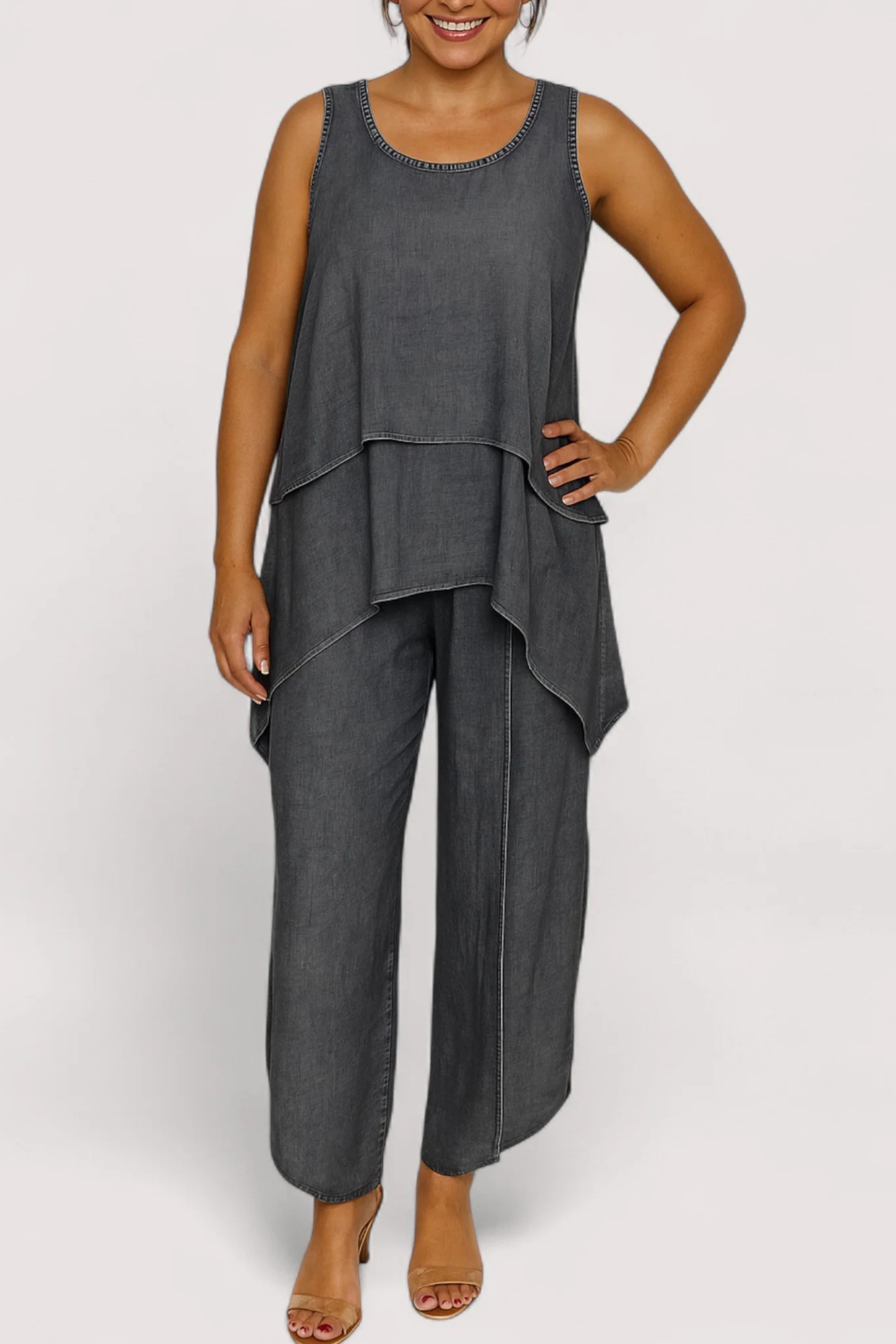 Solid Color Irregular Three-piece Outfit