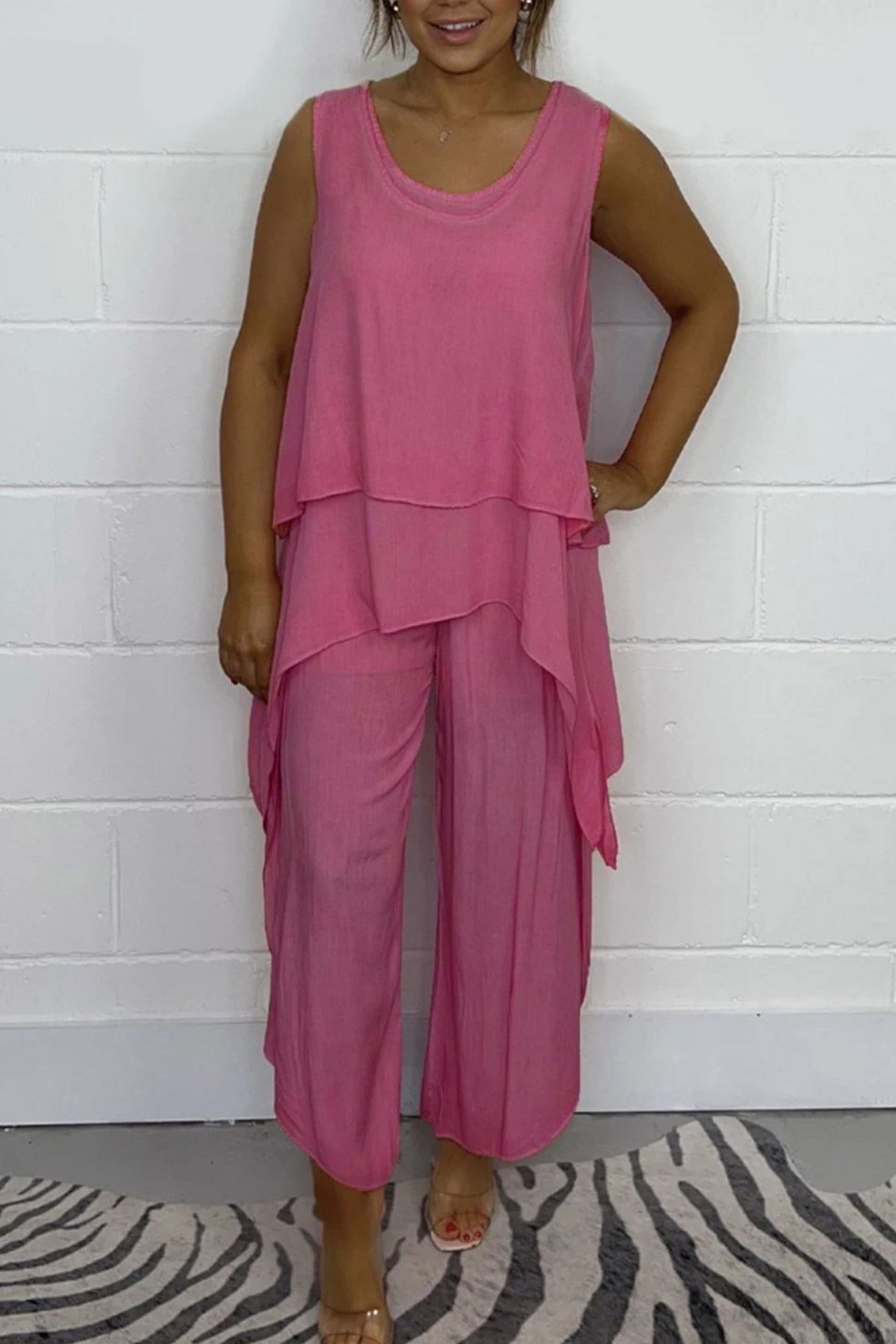 Solid Color Irregular Three-piece Outfit