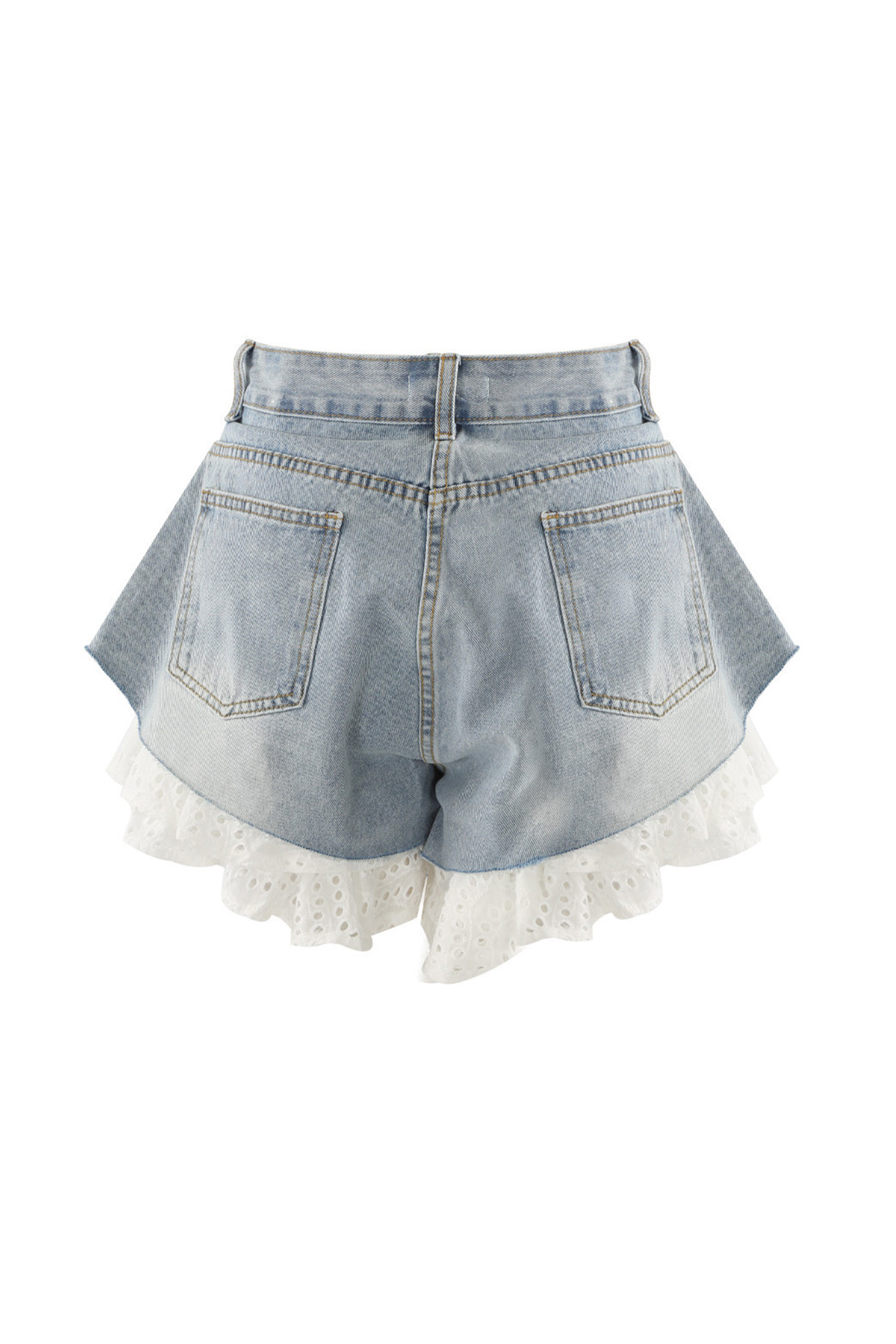 Lace Patchwork Denim Shorts