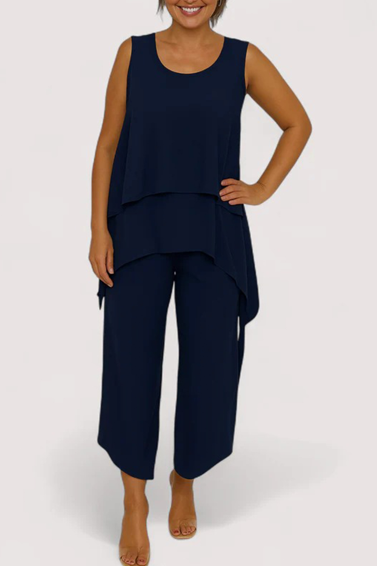 Solid Color Irregular Three-piece Outfit