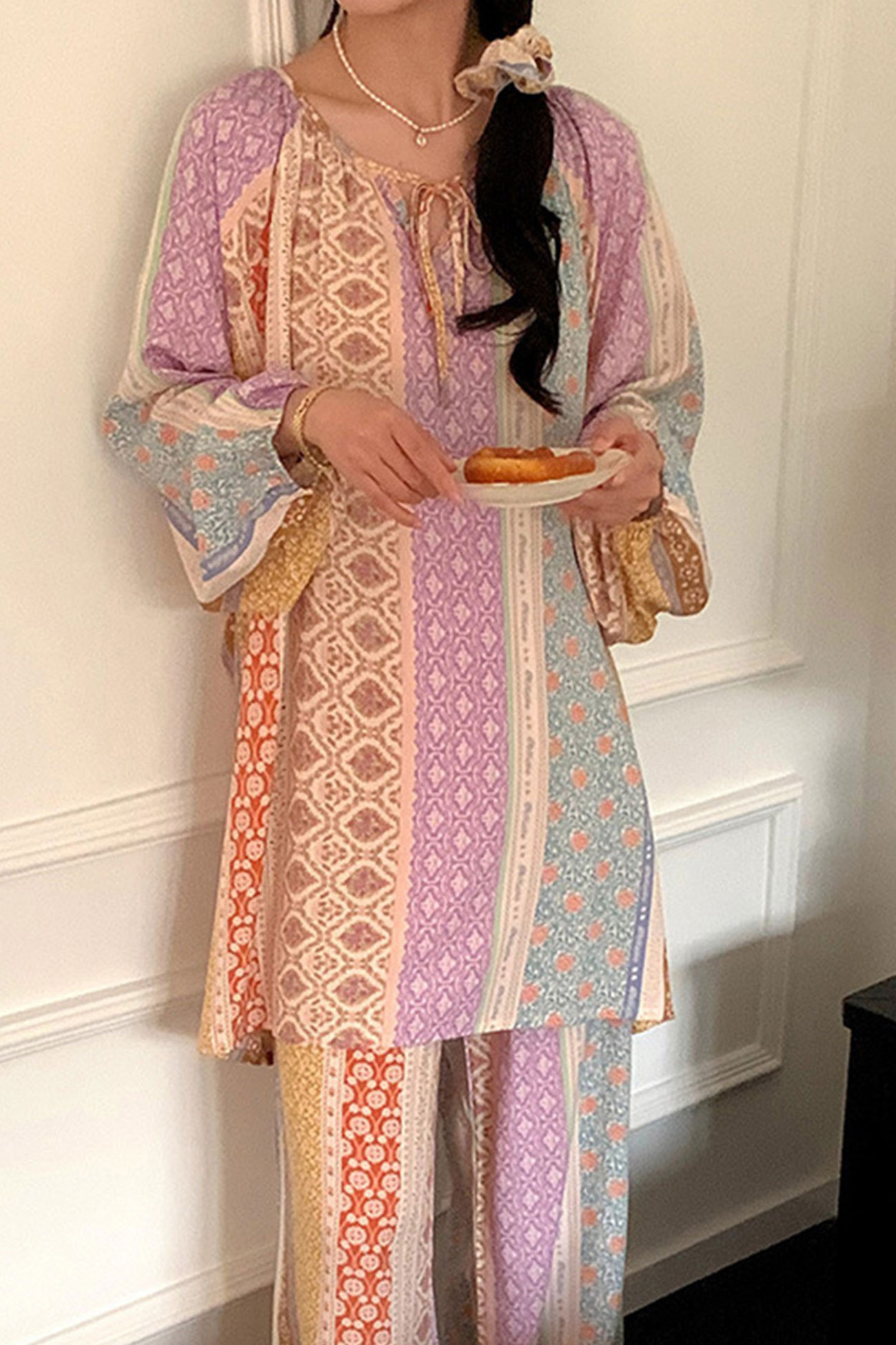Printed Tie-up Oversize Loungewear