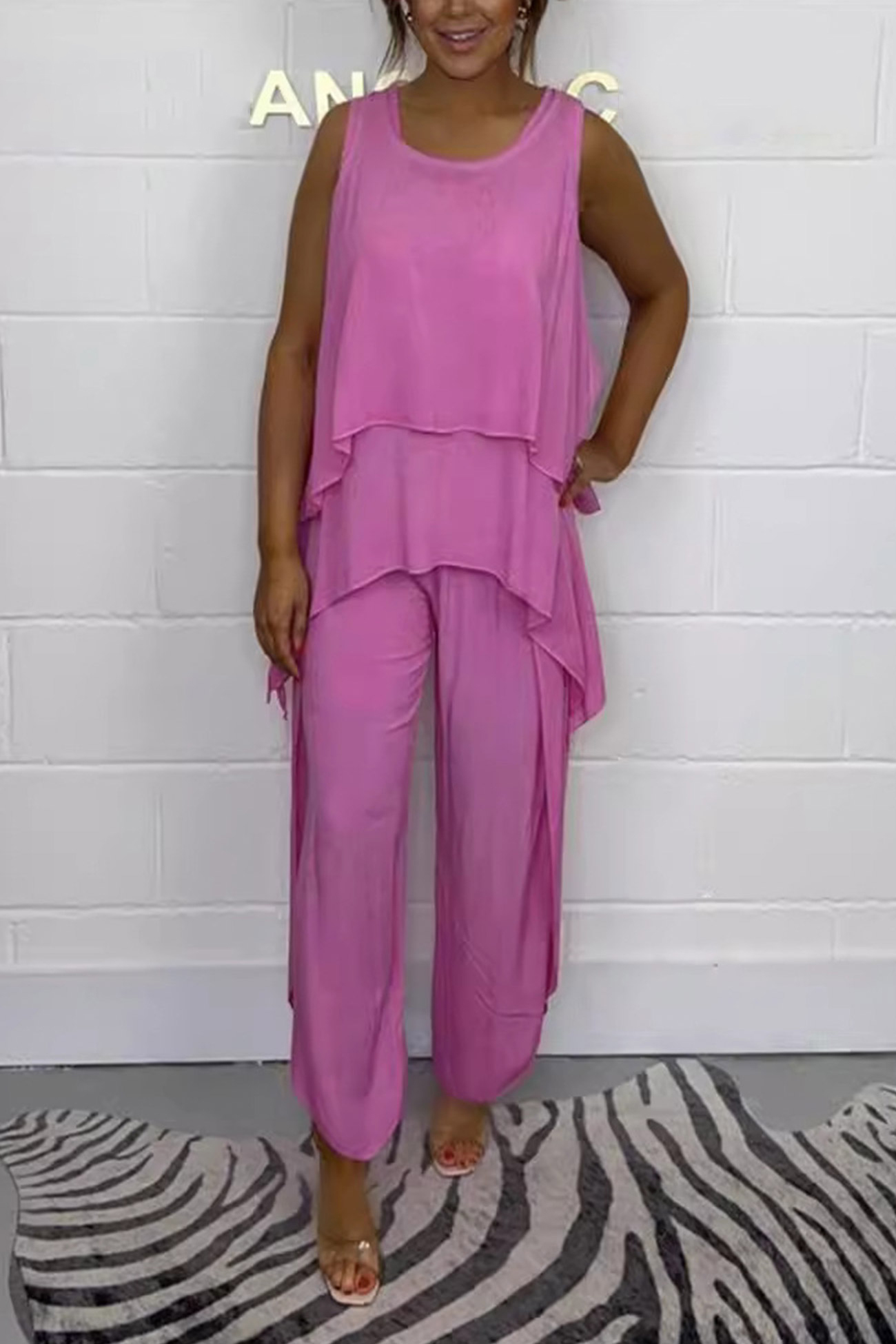 Solid Color Irregular Three-piece Outfit