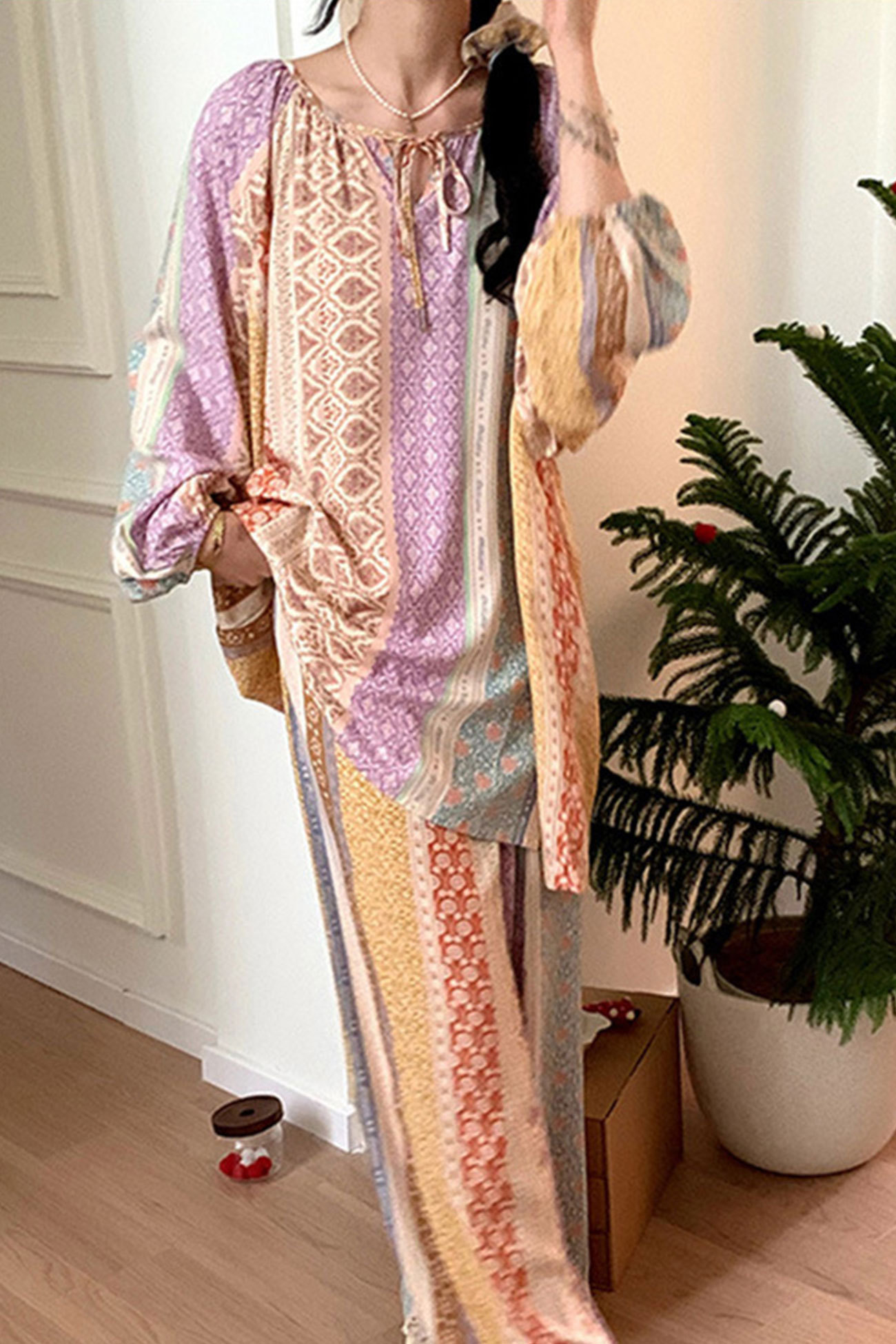 Printed Tie-up Oversize Loungewear