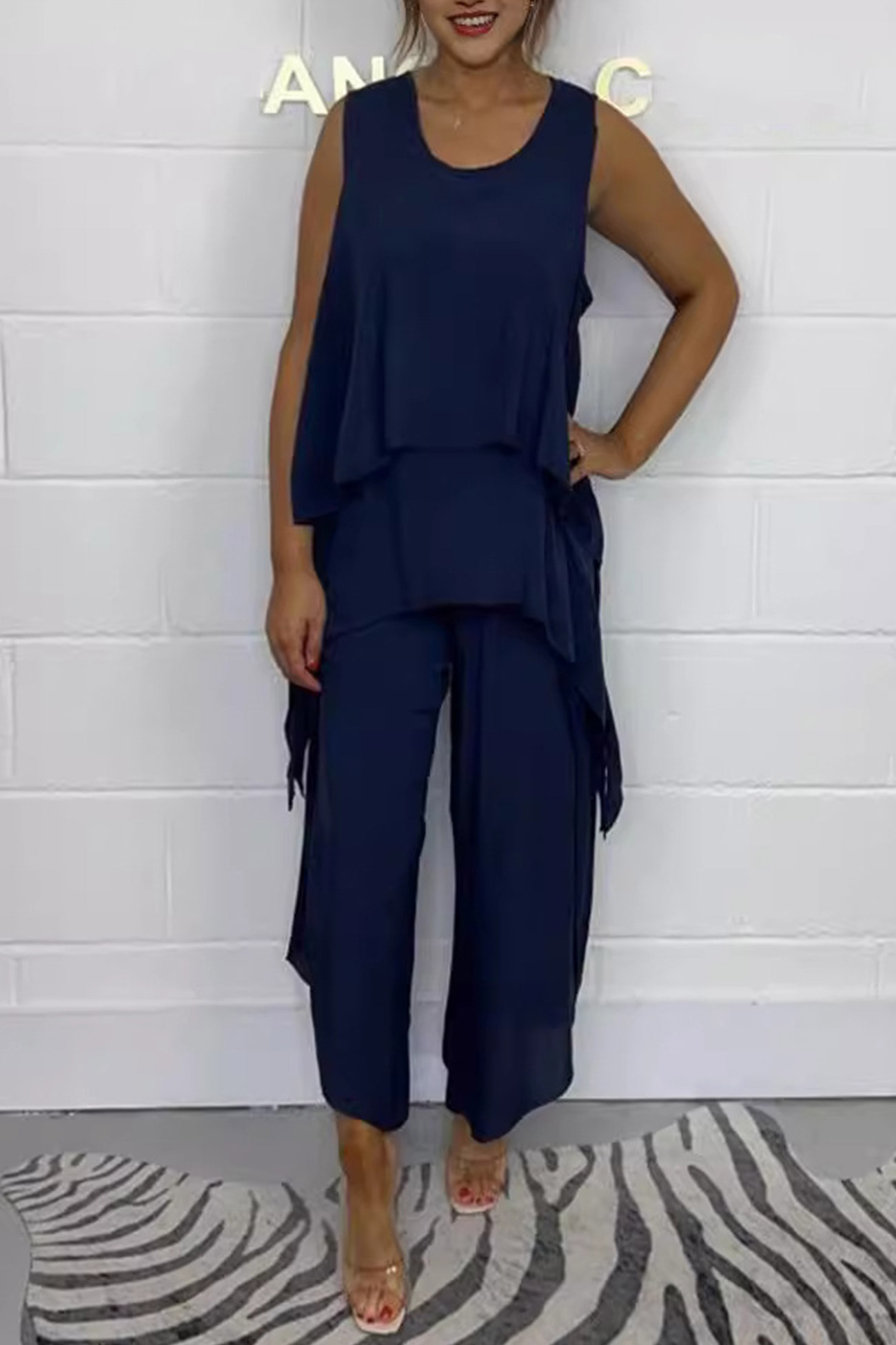 Solid Color Irregular Three-piece Outfit