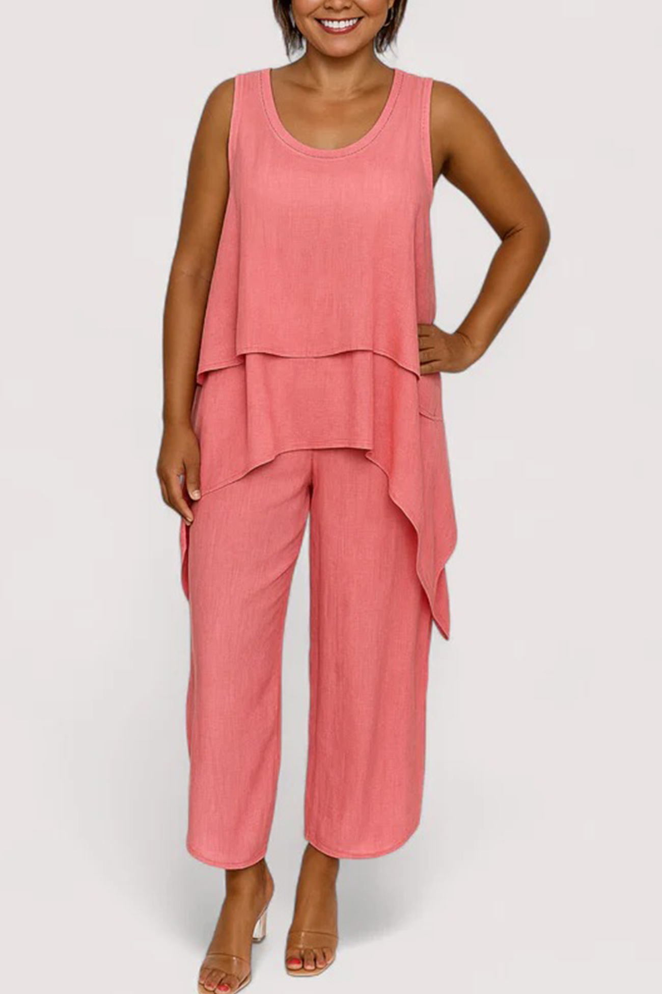 Solid Color Irregular Three-piece Outfit