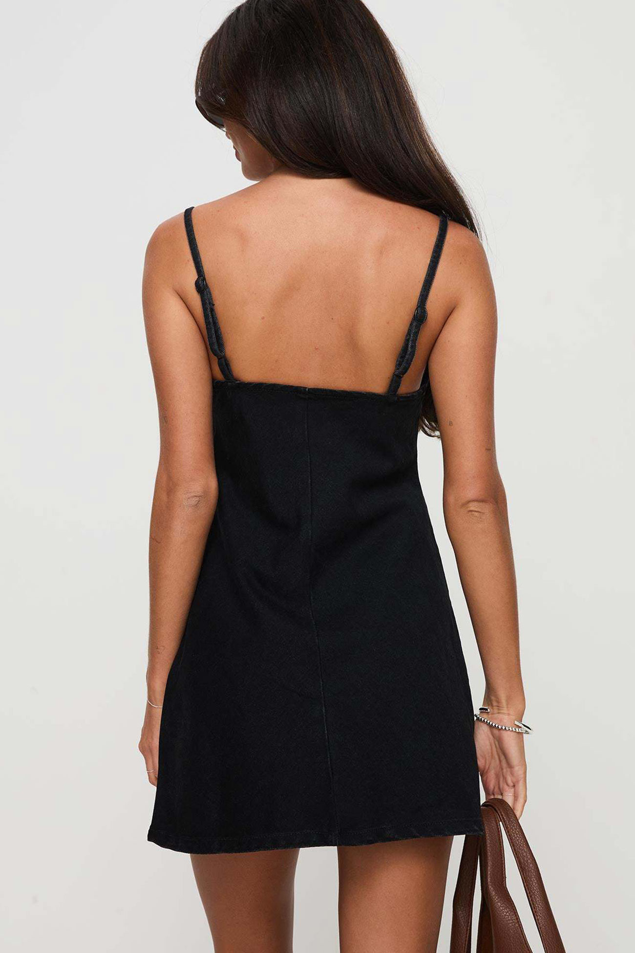 Low Cut A-line Cami Denim Dress