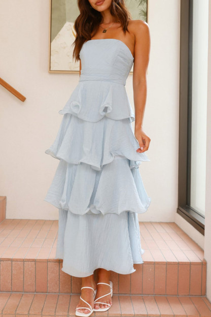 Strapless Sweet Chiffon Tiered Dress