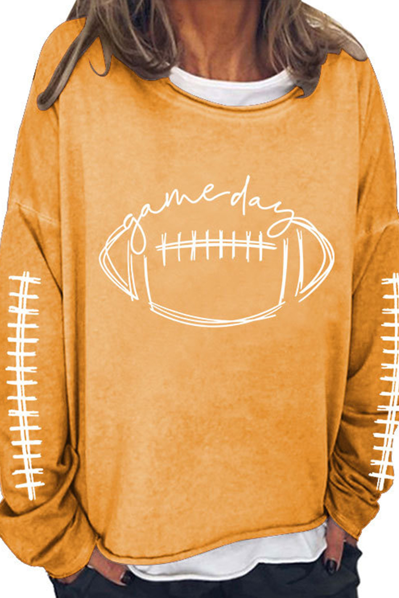 American Football Print Pullover Cotton Sweatshirt