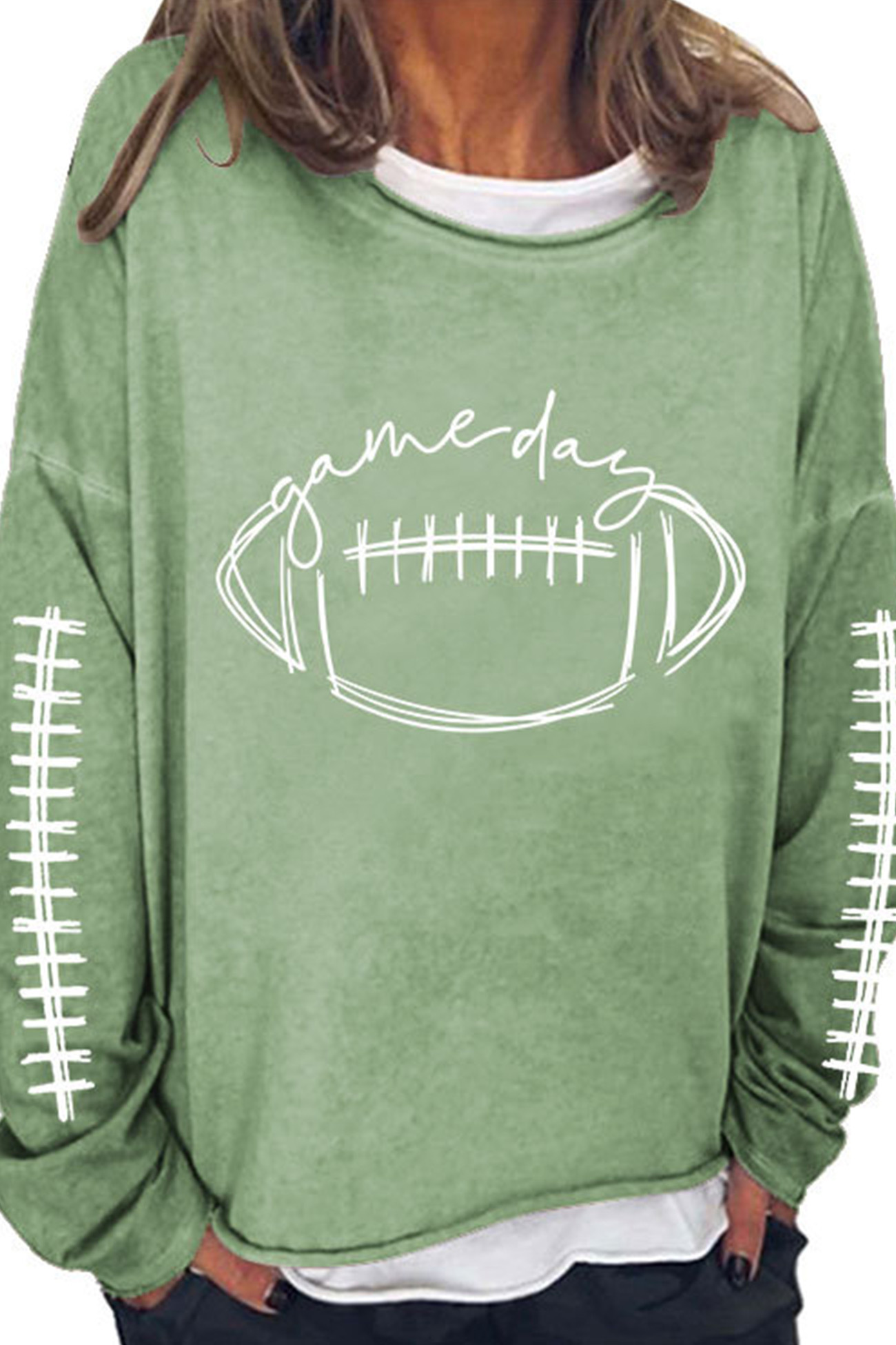 American Football Print Pullover Cotton Sweatshirt