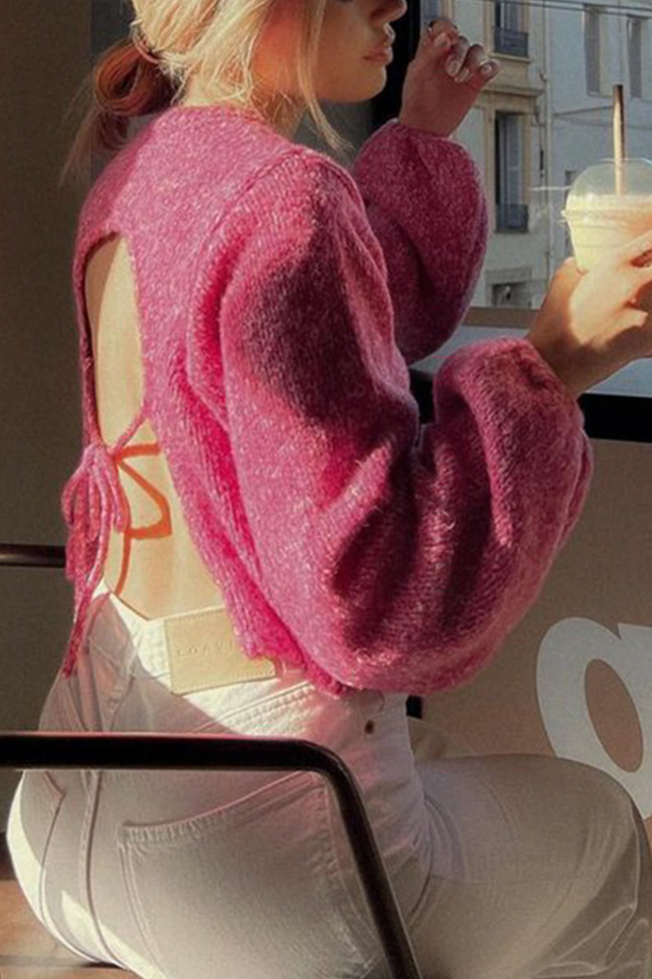 Backless Tie-up Pullover Sweater