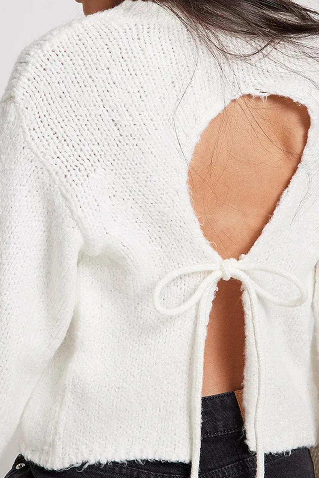 Backless Tie-up Pullover Sweater