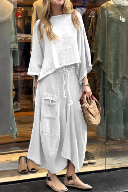 Bat Sleeve Loose Flowy Skirt Set