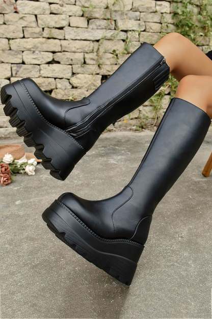 Black Wedge Platform Boots