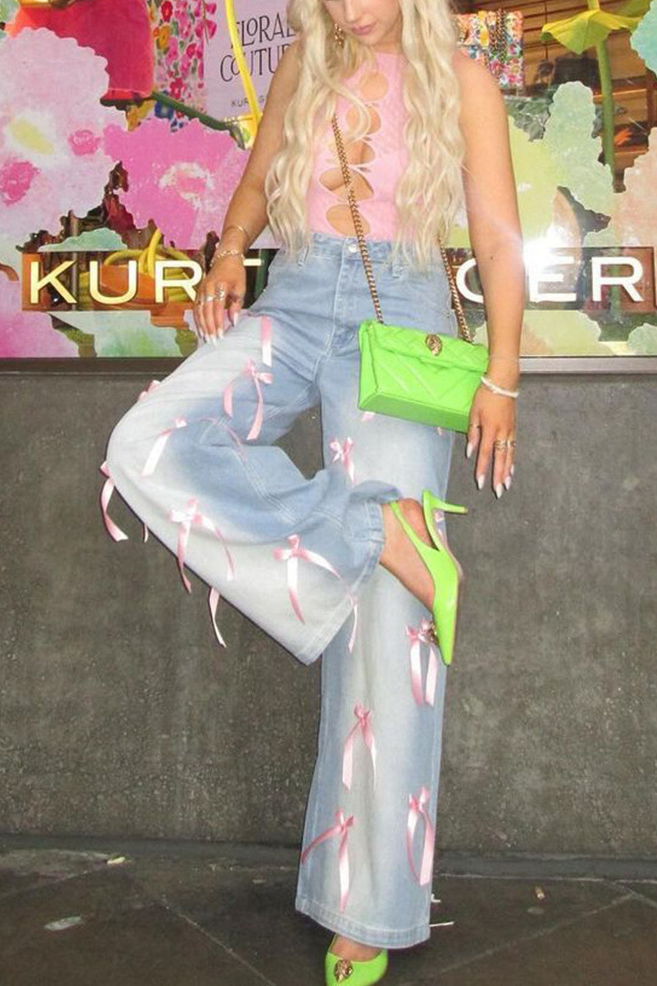 Bow Ribbon High Rise Jeans