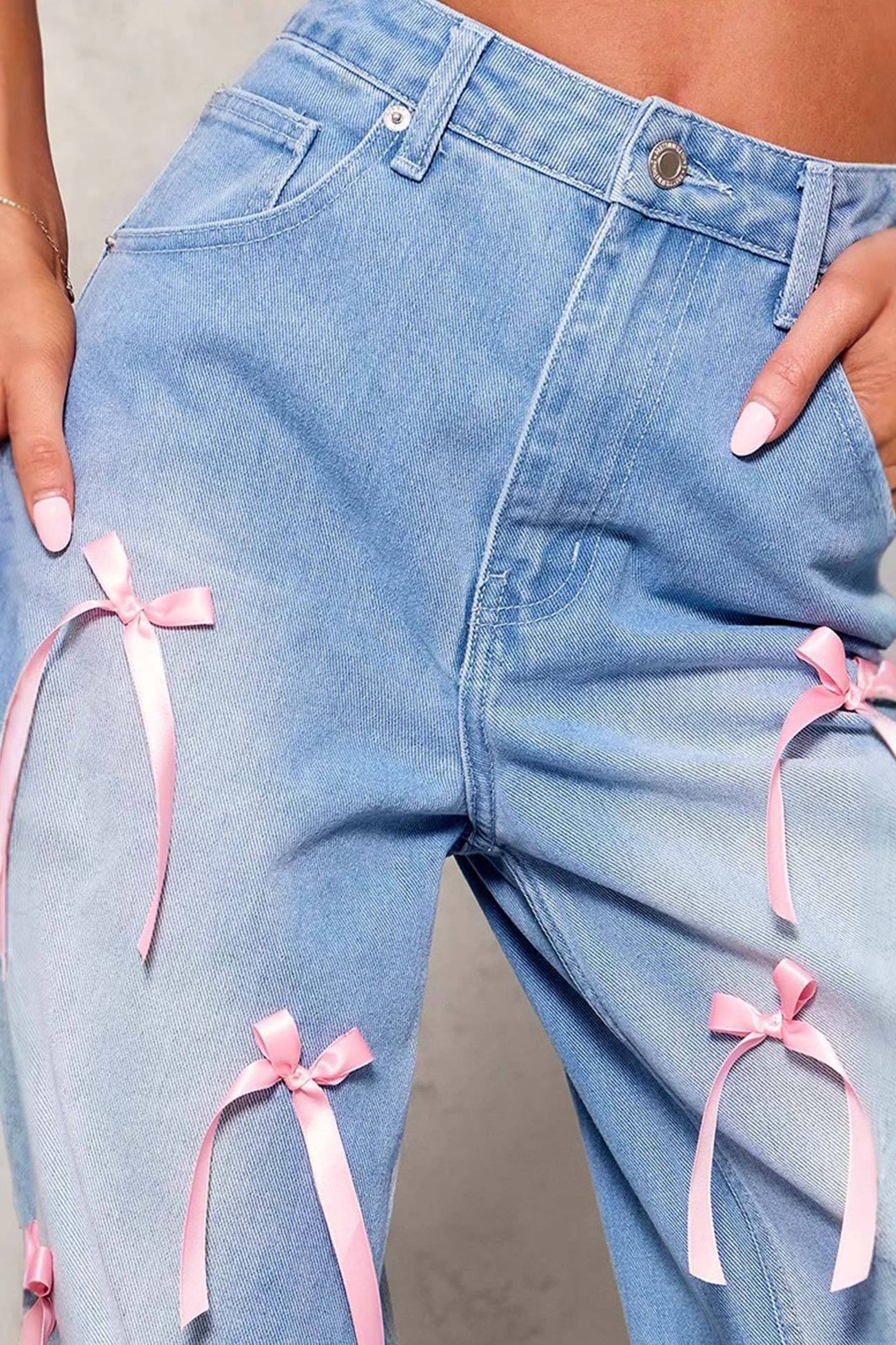 Bow Ribbon High Rise Jeans