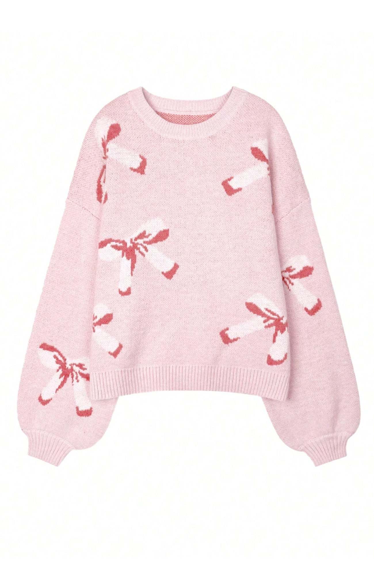 Bow-knot Jacquard Pullover Sweater