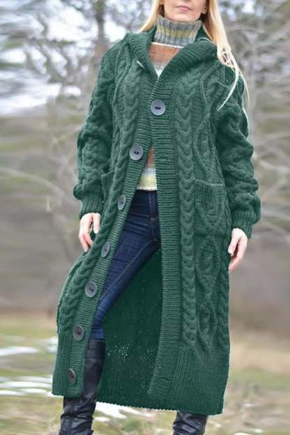 Cable Knit Loose Hooded Cardigan