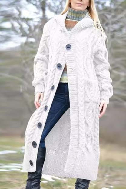 Cable Knit Loose Hooded Cardigan