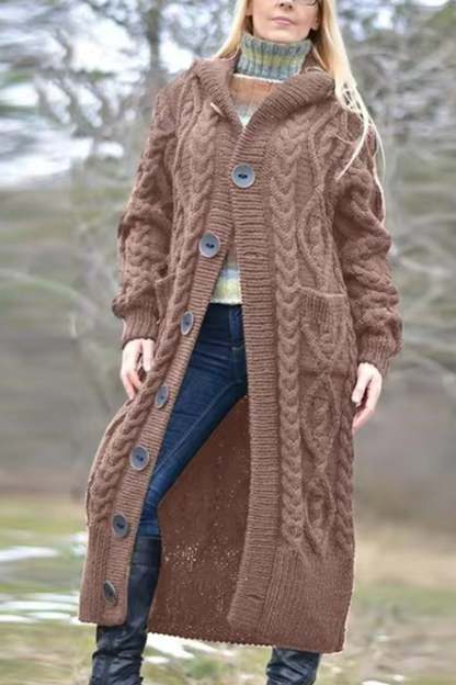 Cable Knit Loose Hooded Cardigan