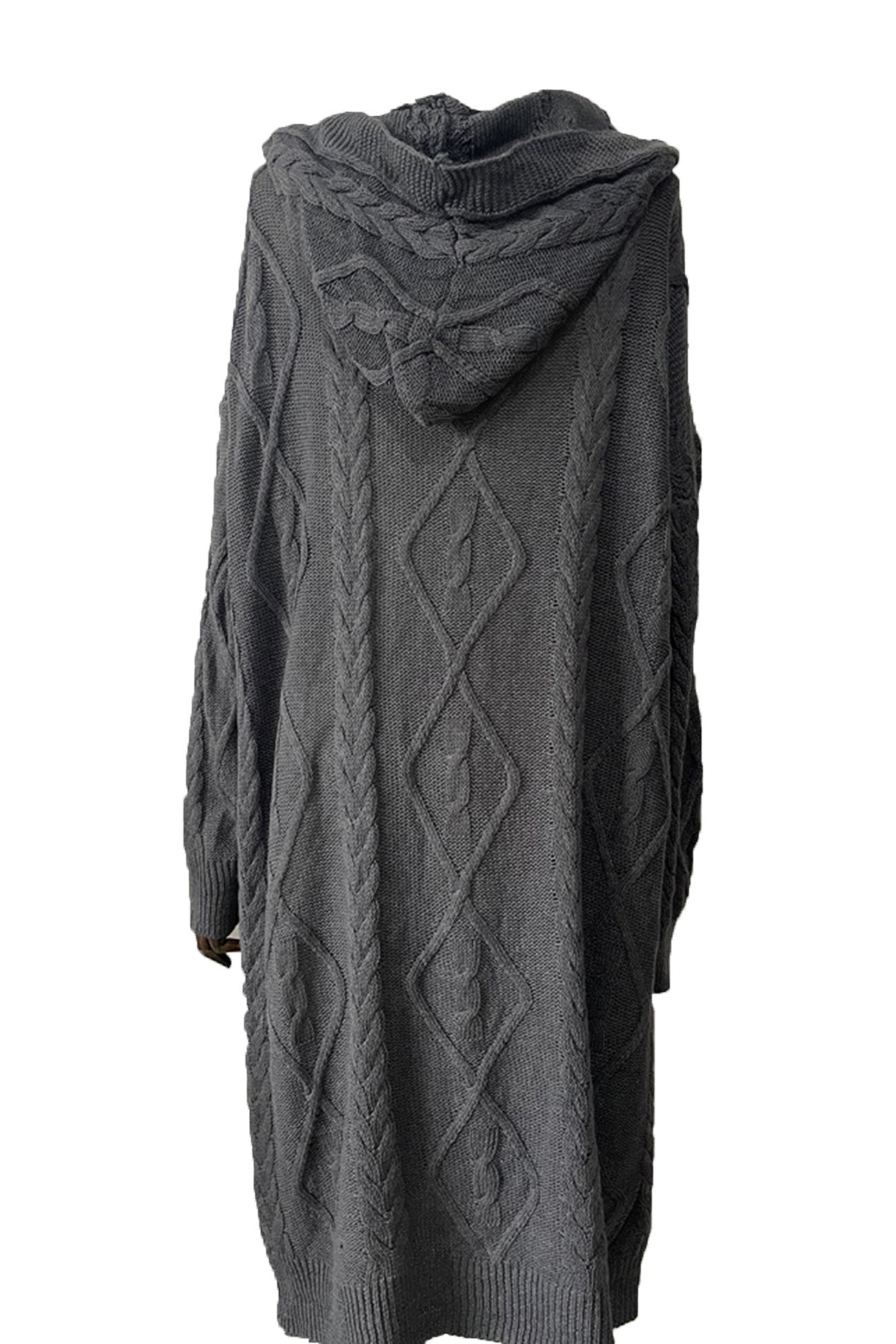 Cable Knit Loose Hooded Cardigan