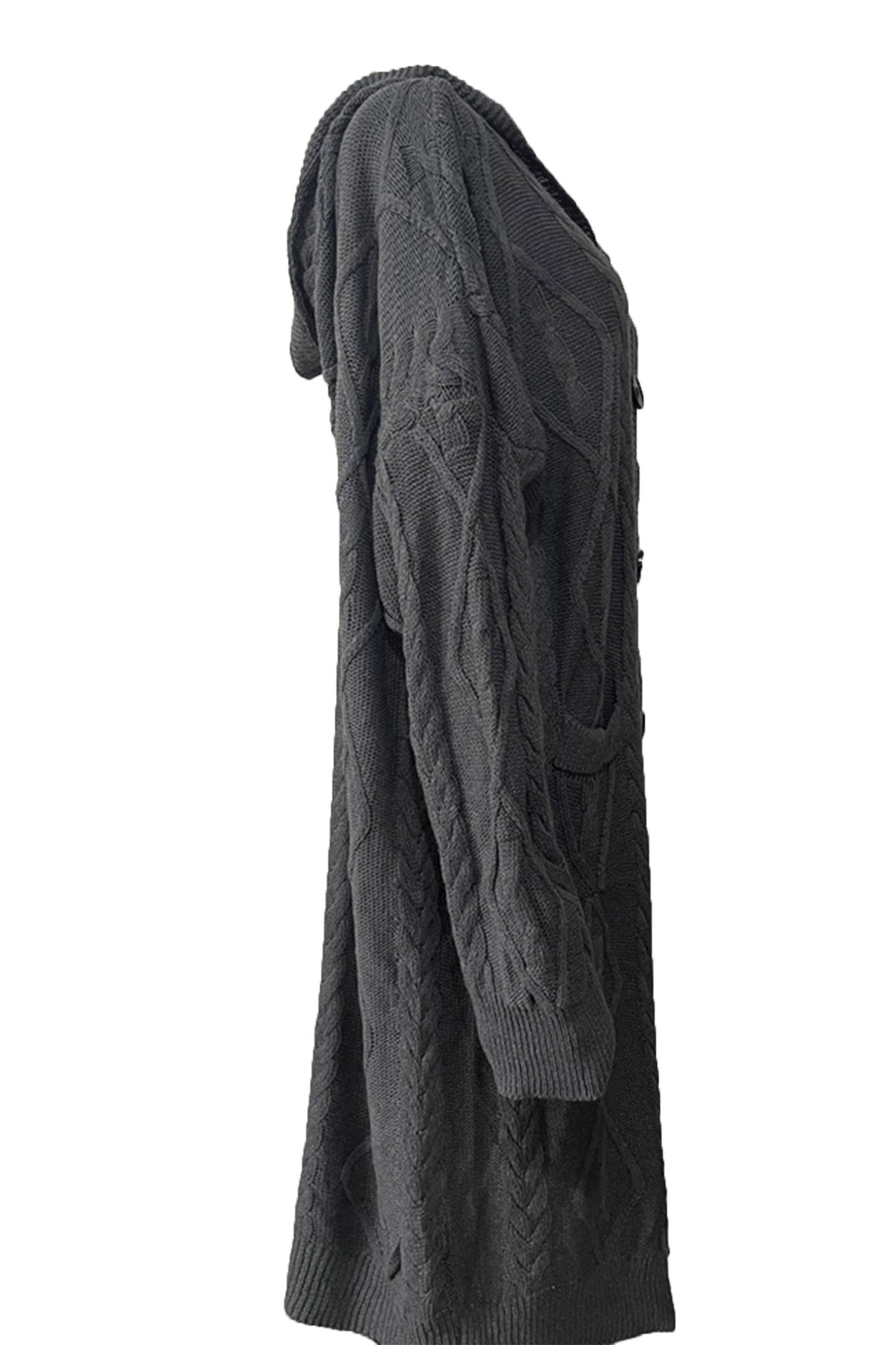 Cable Knit Loose Hooded Cardigan