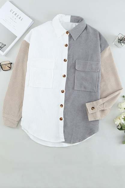 Colorblock Patchwork Single-breasted Blouse