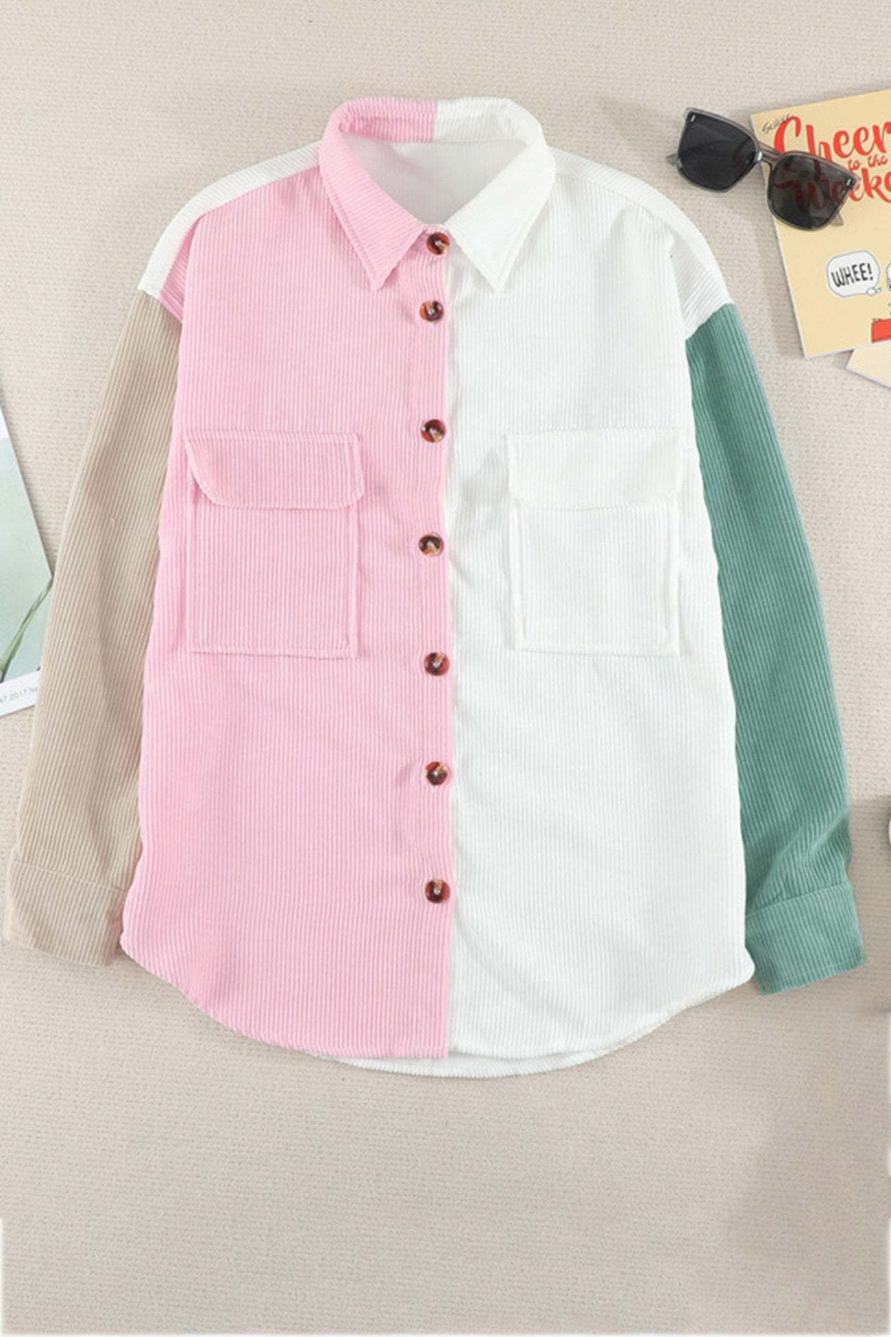 Colorblock Patchwork Single-breasted Blouse