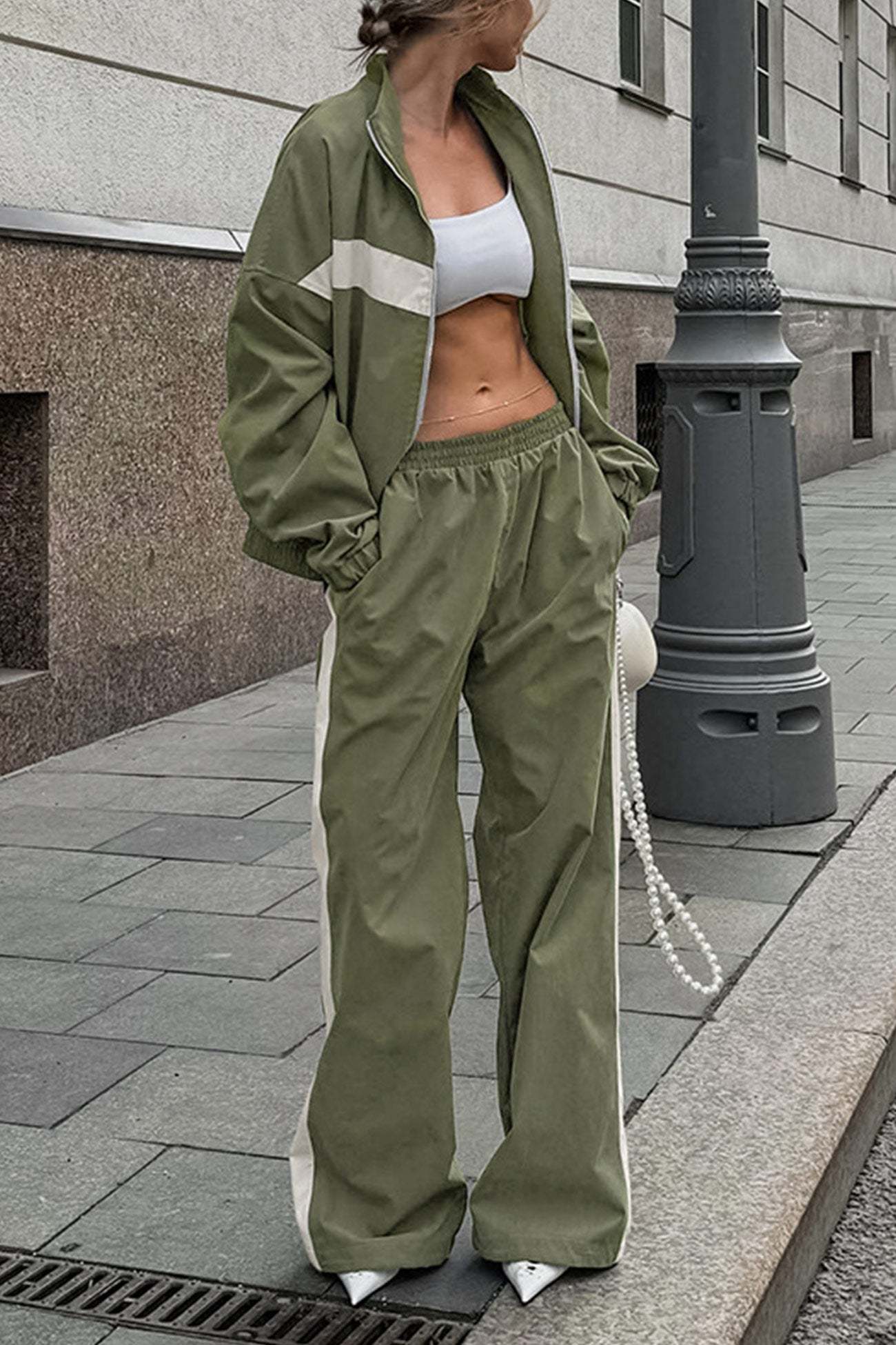 Contrast Stand Neck Tracksuits