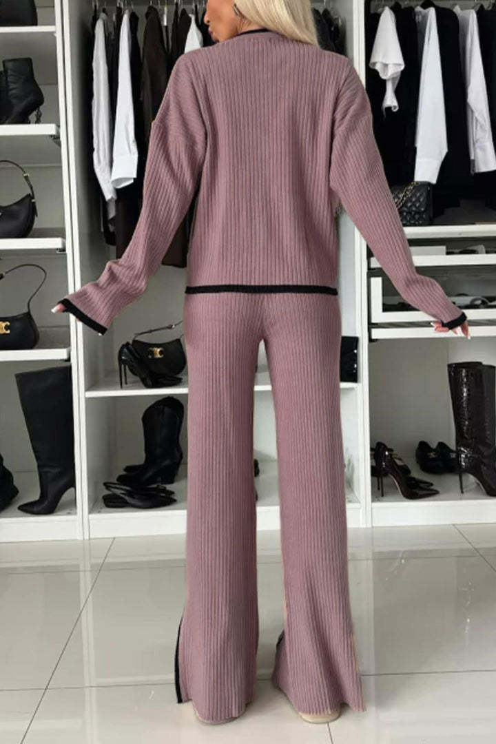 Contrast Pocket Drop Shoulder Pants Two Piece Set