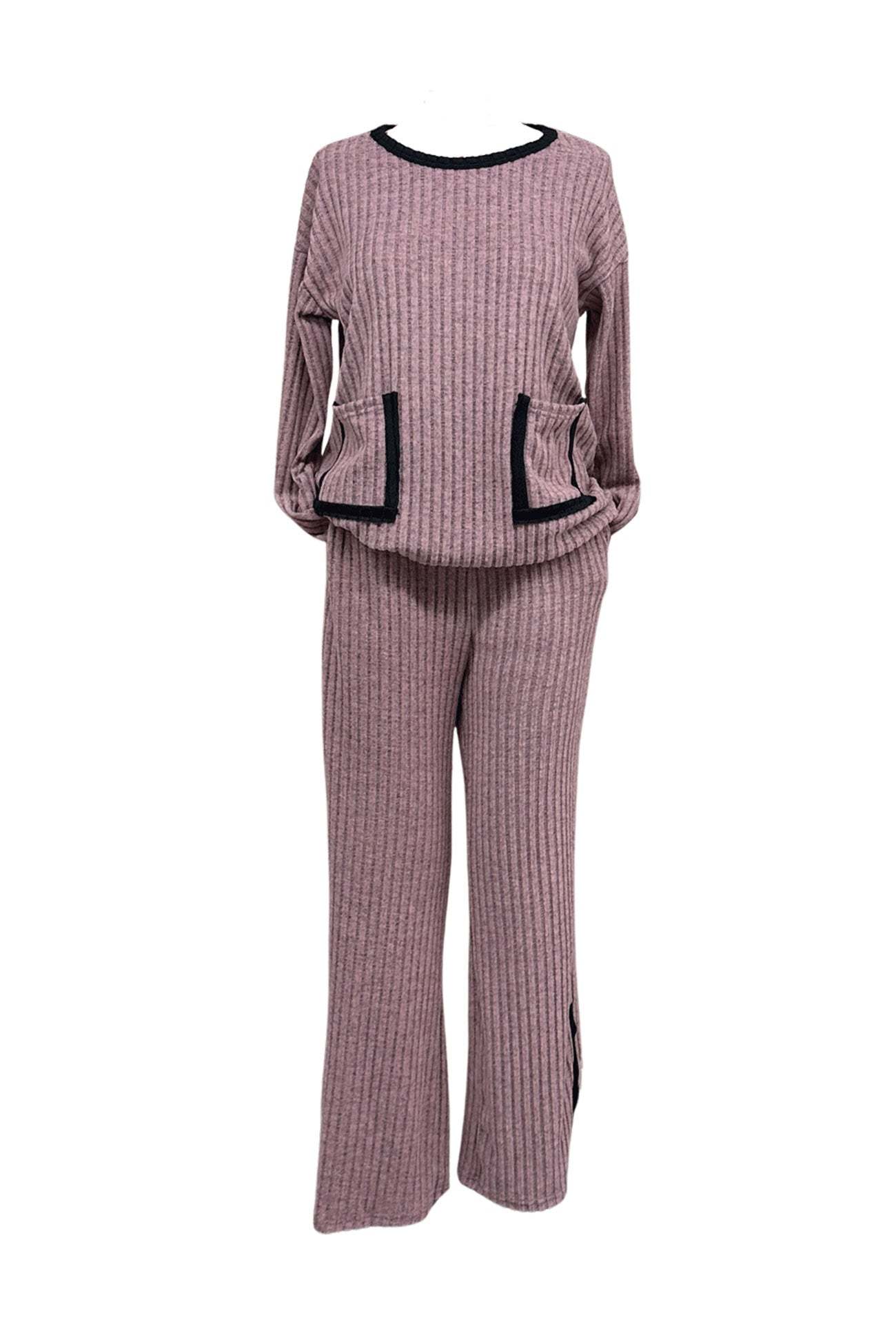 Contrast Pocket Drop Shoulder Pants Two Piece Set