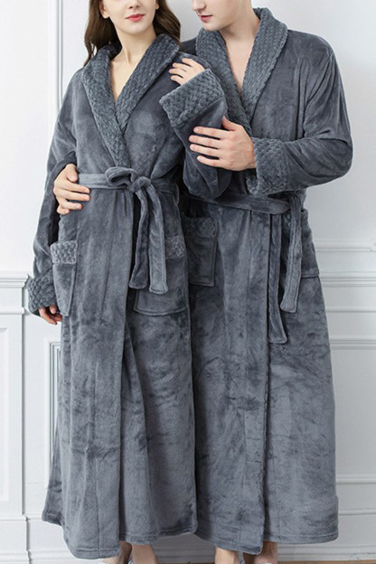 Coral Fleece Solid Color Bathrobe