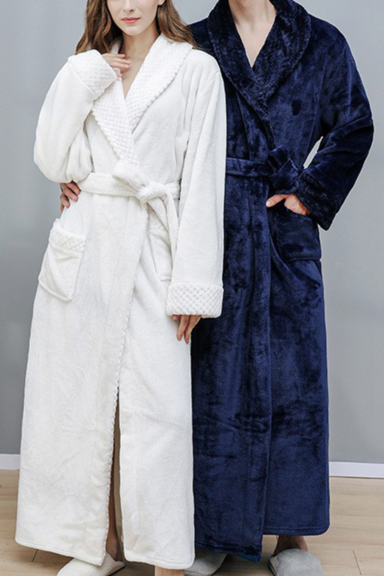 Coral Fleece Solid Color Bathrobe