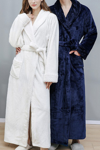 Coral Fleece Solid Color Bathrobe