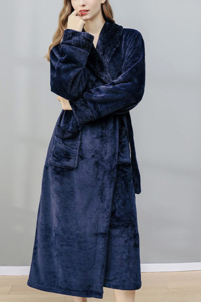 Coral Fleece Solid Color Bathrobe