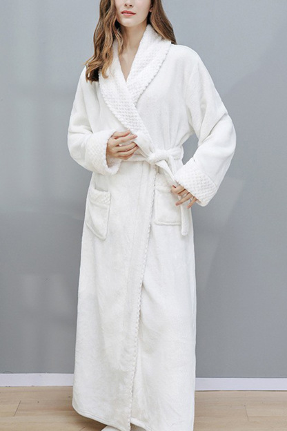 Coral Fleece Solid Color Bathrobe